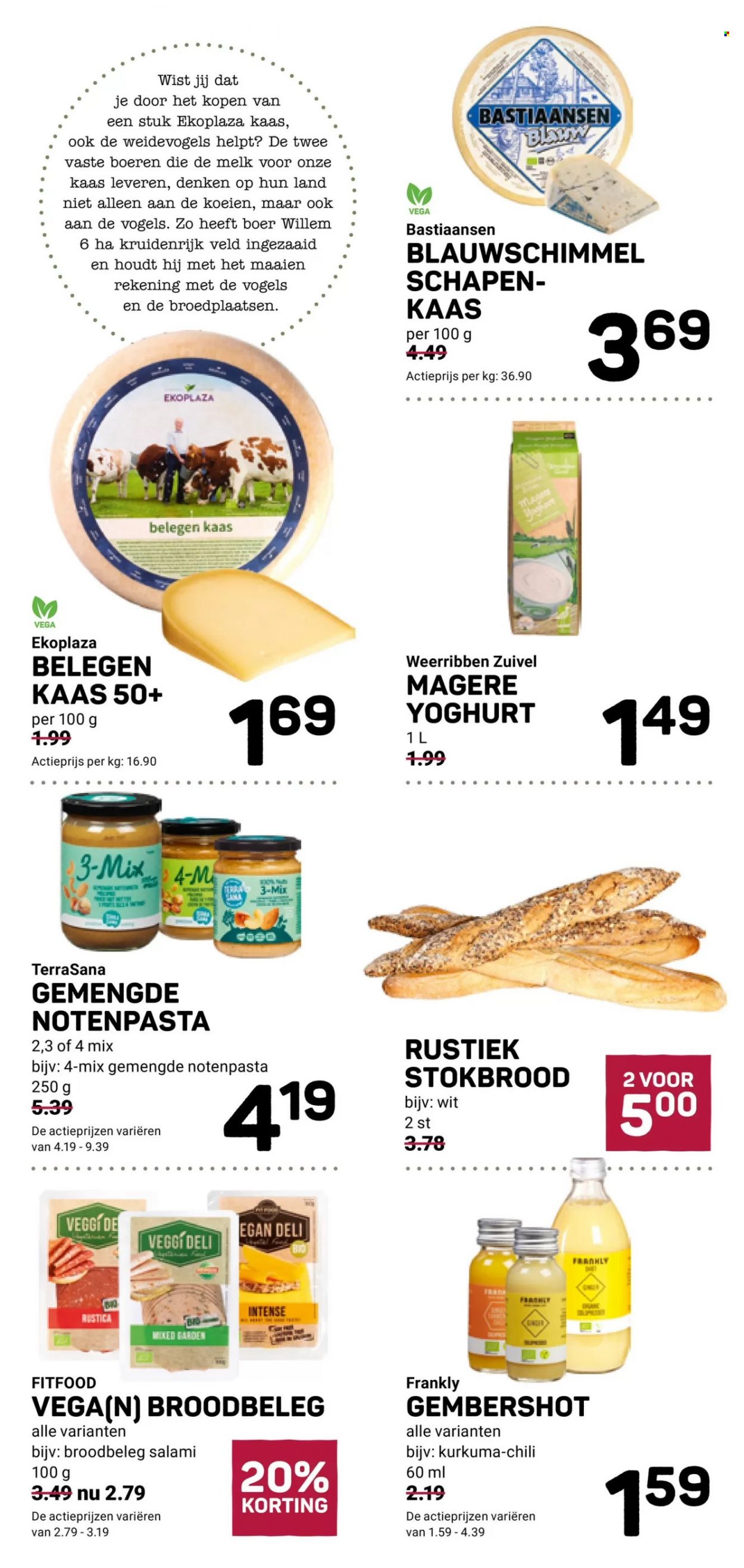 thumbnail - Ekoplaza-aanbieding - 30-11-2022 - 6-12-2022 -  producten in de aanbieding - stokbrood, salami, belegen kaas, kaas, yoghurt, melk, kurkuma. Pagina 5.