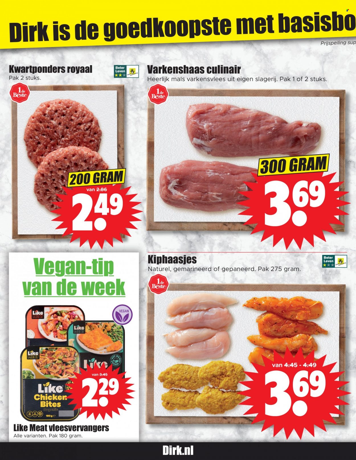 thumbnail - Dirk-aanbieding - 30-11-2022 - 6-12-2022 -  producten in de aanbieding - varkenshaas, varkensvlees, kiphaasjes. Pagina 16.