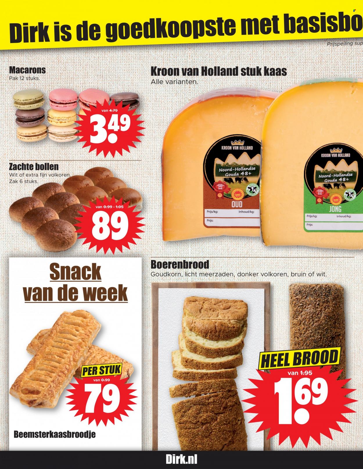 thumbnail - Dirk-aanbieding - 30-11-2022 - 6-12-2022 -  producten in de aanbieding - brood, macarons, kaas, gouda. Pagina 18.