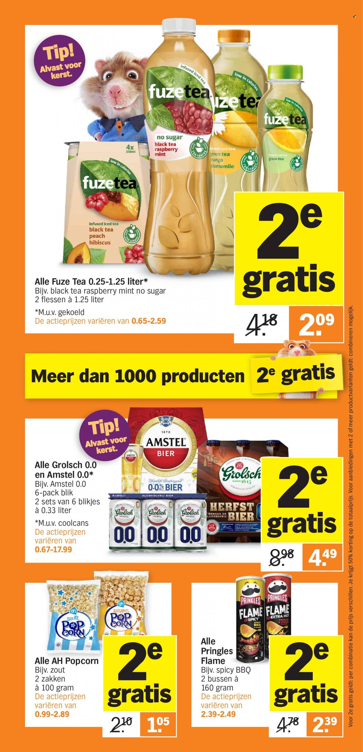 thumbnail - Albert Heijn-aanbieding - 5-12-2022 - 11-12-2022 -  producten in de aanbieding - Amstel Bier, Grolsch, bier, mango, popcorn, Pringles, BBQ, thee. Pagina 7.
