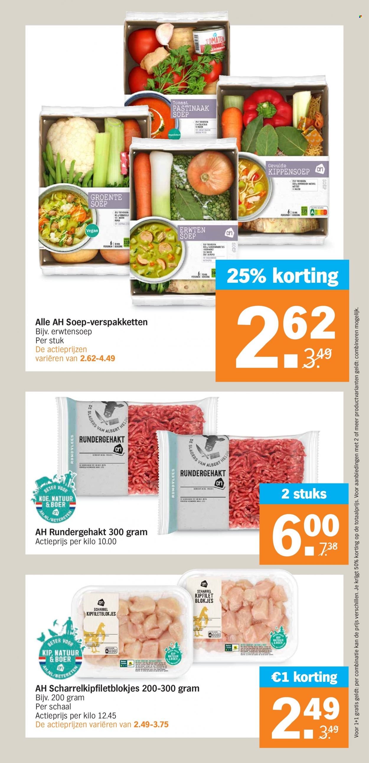 thumbnail - Albert Heijn-aanbieding - 5-12-2022 - 11-12-2022 -  producten in de aanbieding - pastinaak, kipfilet, rundergehakt, rundvlees, soep. Pagina 19.
