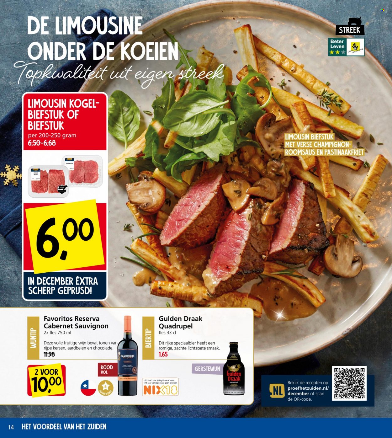 thumbnail - Jan Linders-aanbieding - 5-12-2022 - 11-12-2022 -  producten in de aanbieding - steak, biefstuk, Cabernet Sauvignon, wijn. Pagina 14.