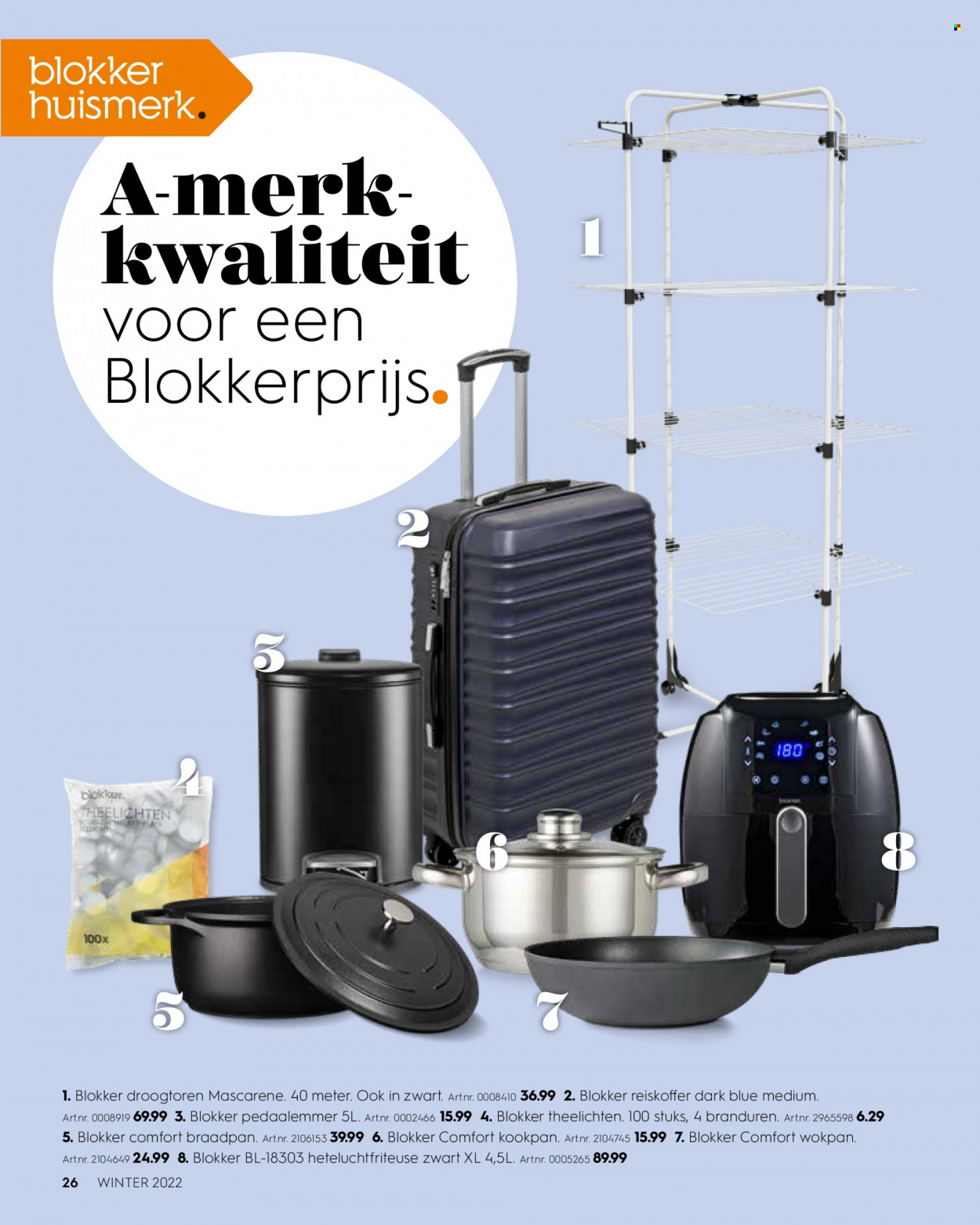thumbnail - Blokker-aanbieding -  producten in de aanbieding - wokpan, theelichten, heteluchtfriteuse. Pagina 26.