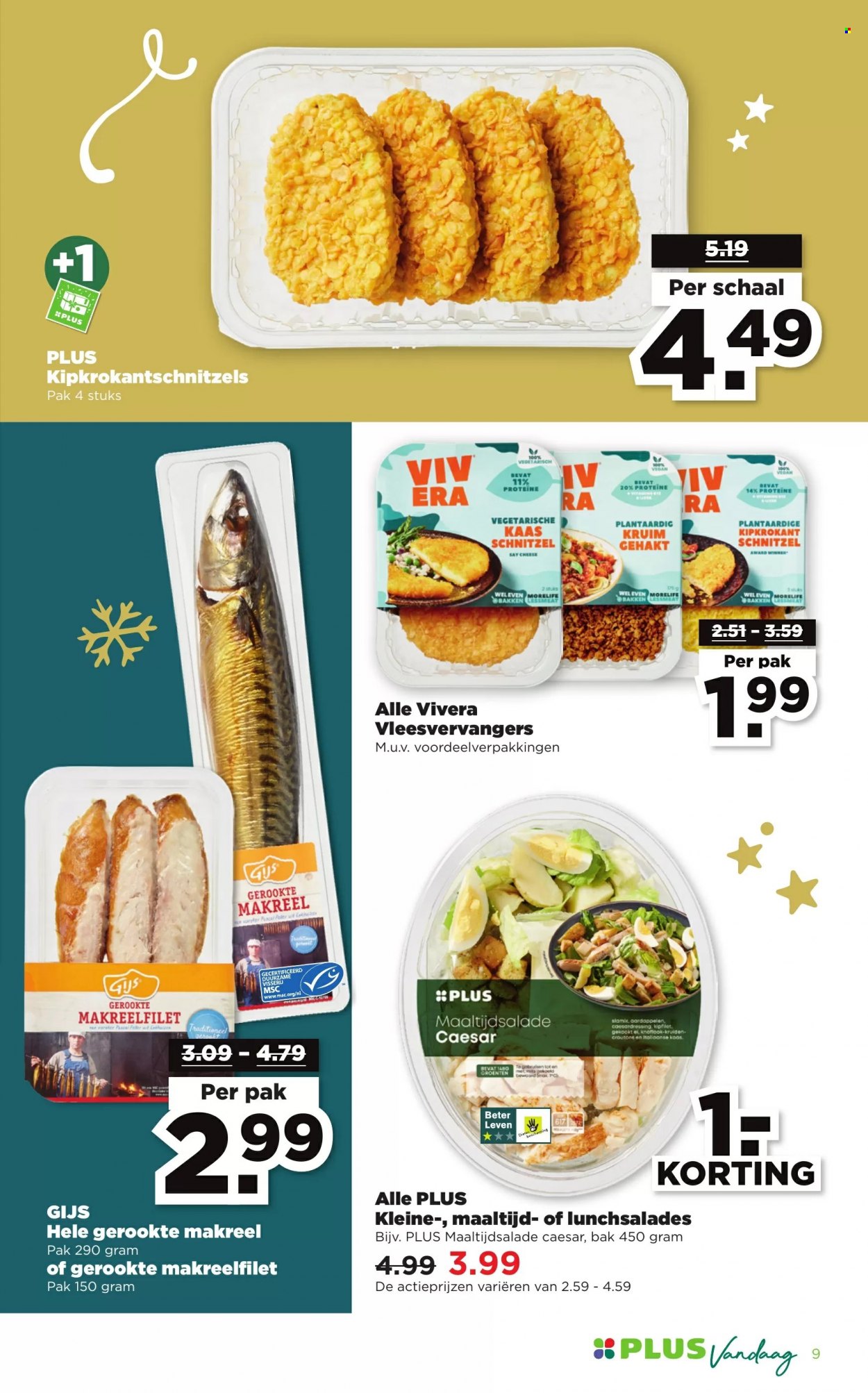 thumbnail - Plus-aanbieding - 4-12-2022 - 10-12-2022 -  producten in de aanbieding - vegetarisch eten, knoflook, kipfilet, makreel, gerookte makreel, kaas, croutons. Pagina 9.