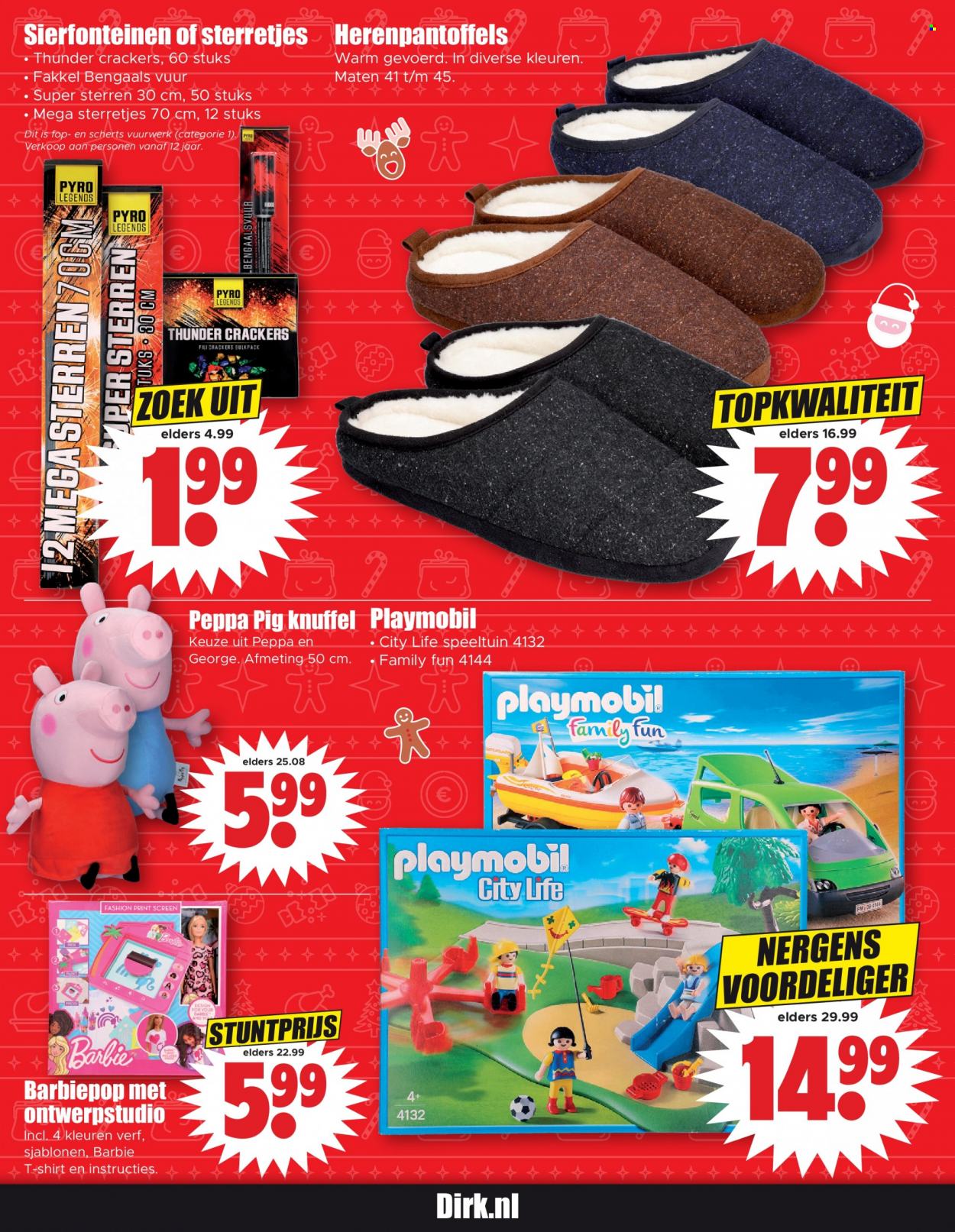 thumbnail - Dirk-aanbieding - 7-12-2022 - 13-12-2022 -  producten in de aanbieding - Peppa Pig, crackers, Barbie, verf, knuffel, Playmobil. Pagina 28.