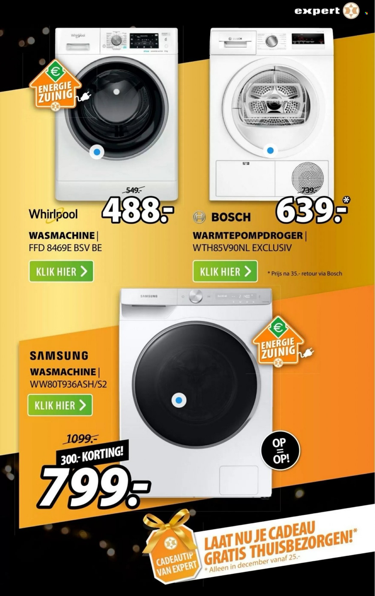 thumbnail - Expert-aanbieding - 5-12-2022 - 11-12-2022 -  producten in de aanbieding - Samsung, Bosch, Whirlpool, wasmachine, warmtepompdroger. Pagina 3.