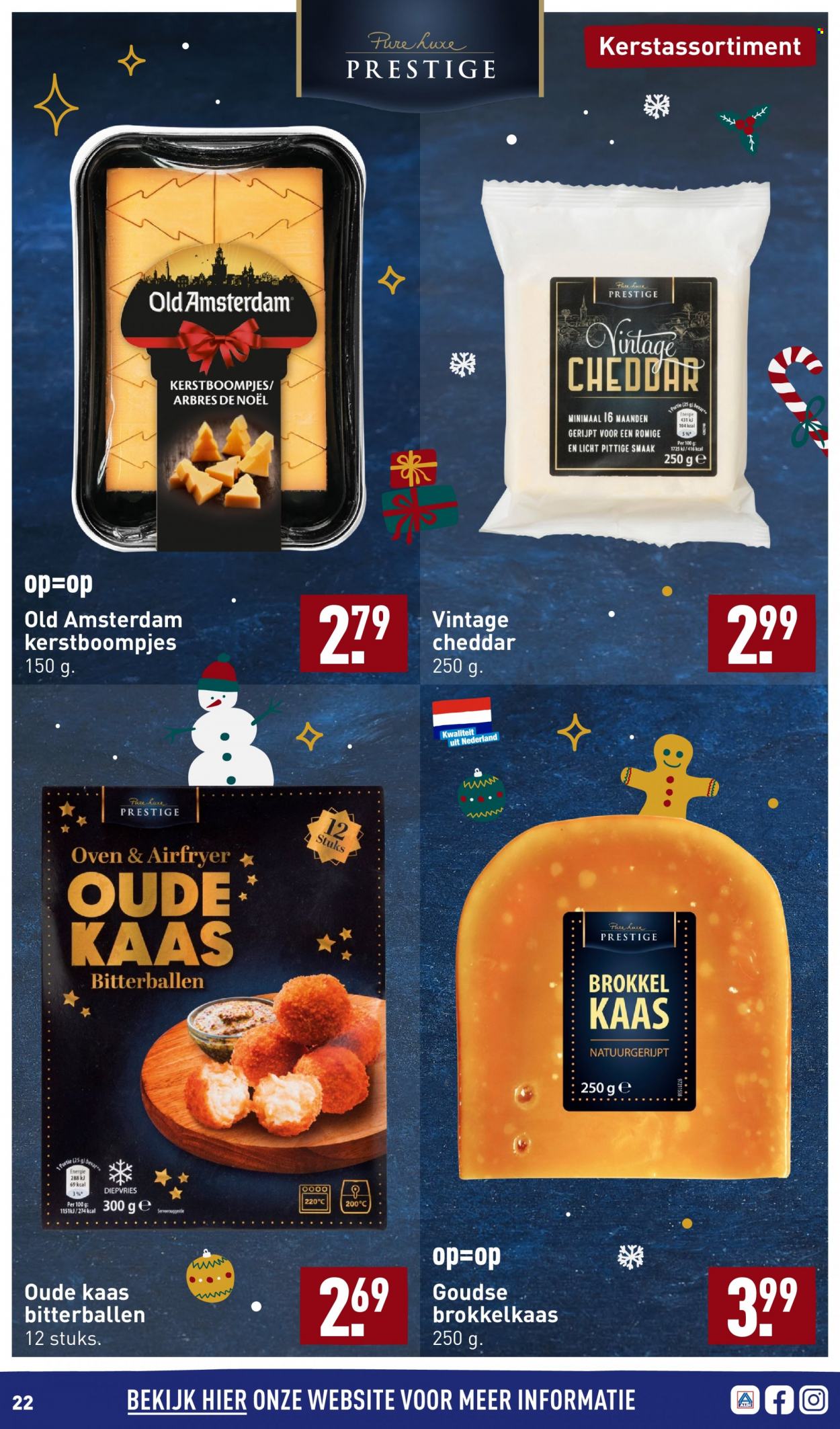 thumbnail - Aldi-aanbieding - 12-12-2022 - 18-12-2022 -  producten in de aanbieding - Cheddar, kaas, oude kaas, Old Amsterdam. Pagina 22.