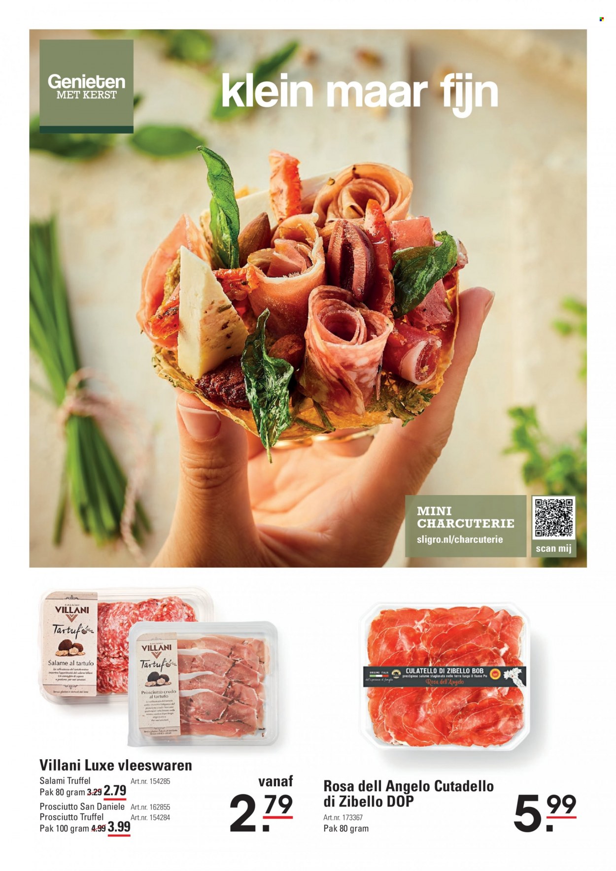 thumbnail - Sligro-aanbieding - 8-12-2022 - 31-12-2022 -  producten in de aanbieding - truffel, culatello, prosciutto, prosciutto crudo, salami. Pagina 32.