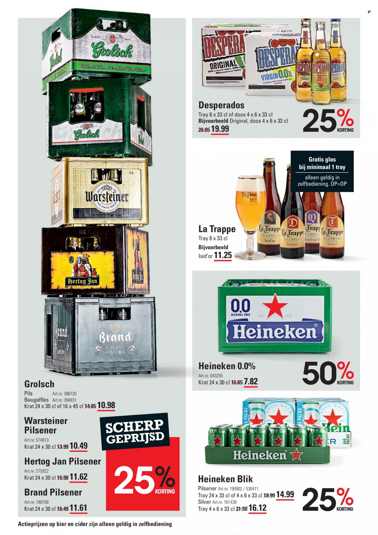 thumbnail - Sligro-aanbieding - 8-12-2022 - 31-12-2022 -  producten in de aanbieding - Warsteiner, pilsener, Heineken, Hertog Jan, Grolsch, bier, Desperados, glazen. Pagina 54.