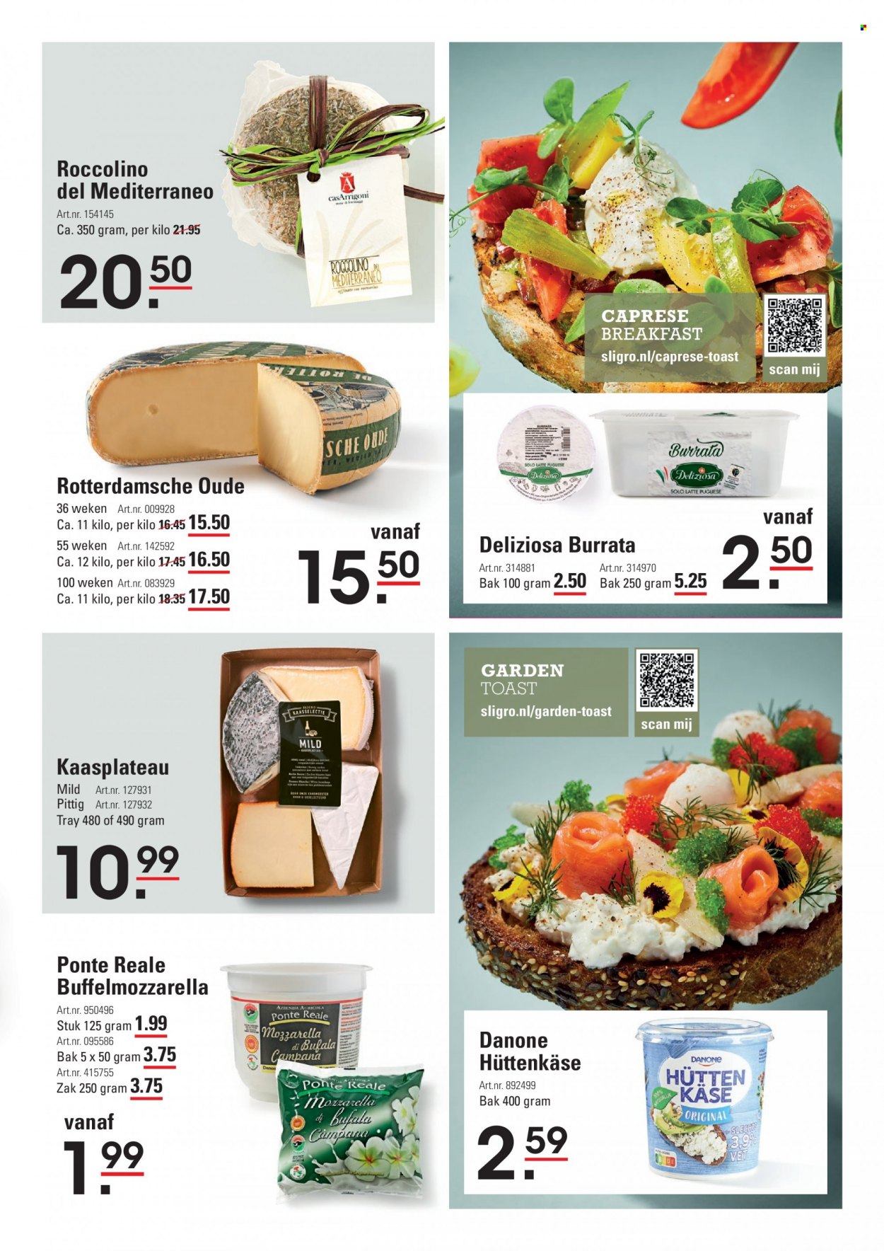 thumbnail - Sligro-aanbieding - 8-12-2022 - 31-12-2022 -  producten in de aanbieding - buffelmozzarella, Burrata, Danone, mozzarella, cottage cheese. Pagina 35.