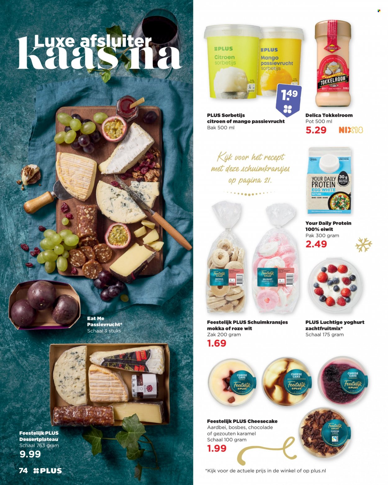 thumbnail - Plus-aanbieding -  producten in de aanbieding - citroen, mango, passievrucht, bosbessen, yoghurt, chocolade. Pagina 74.