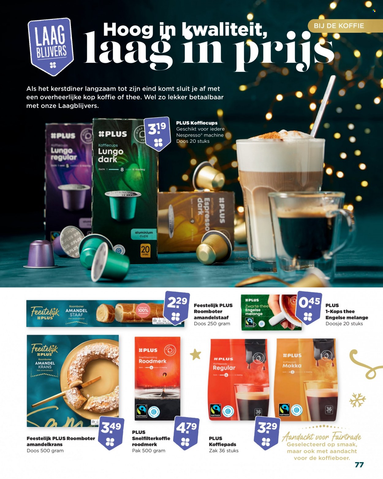 thumbnail - Plus-aanbieding -  producten in de aanbieding - roomboter, thee, koffie, Nespresso, Espresso. Pagina 77.