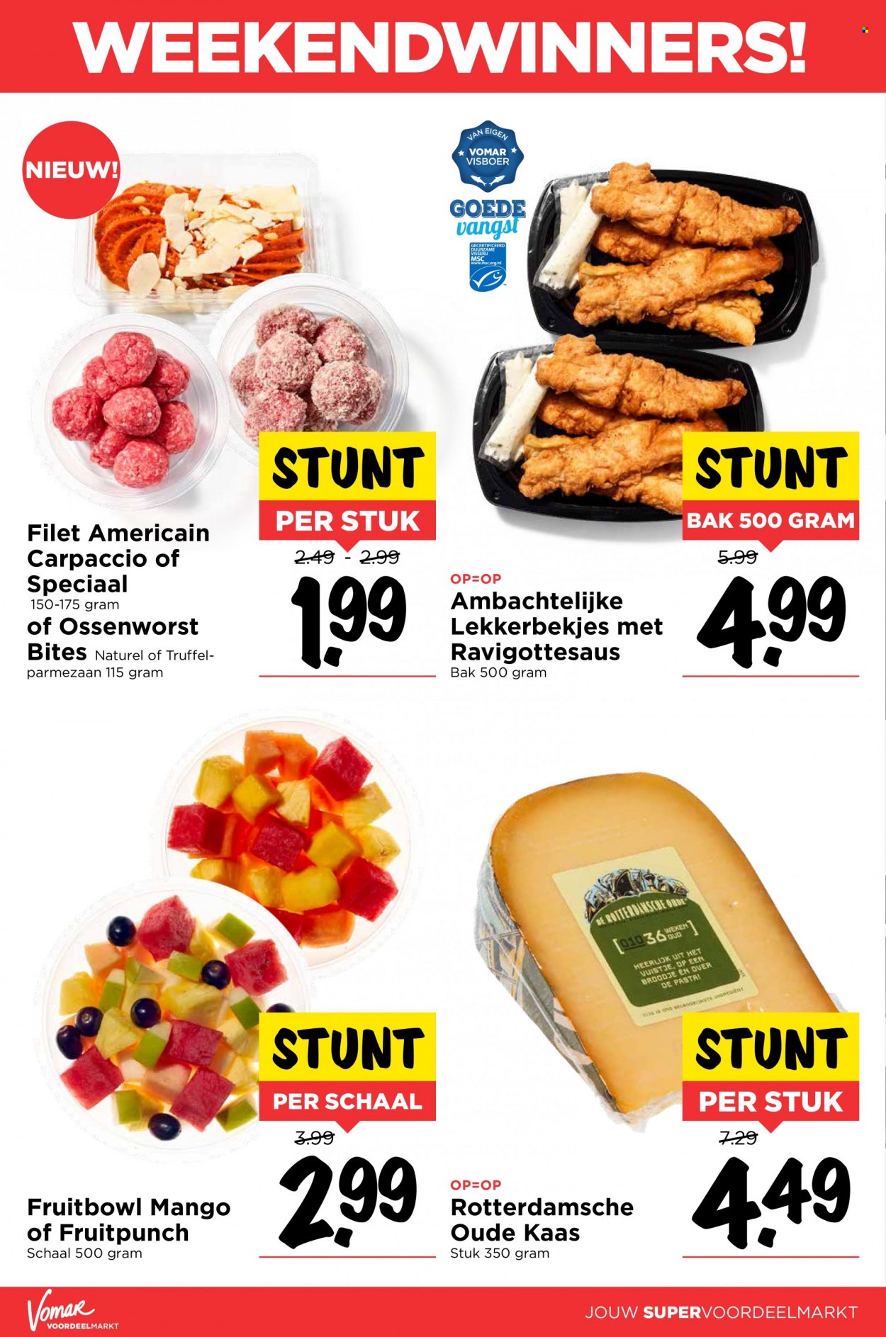 thumbnail - Vomar-aanbieding - 8-12-2022 - 10-12-2022 -  producten in de aanbieding - truffel, mango, carpaccio, filet americain, kaas, oude kaas, pasta. Pagina 10.