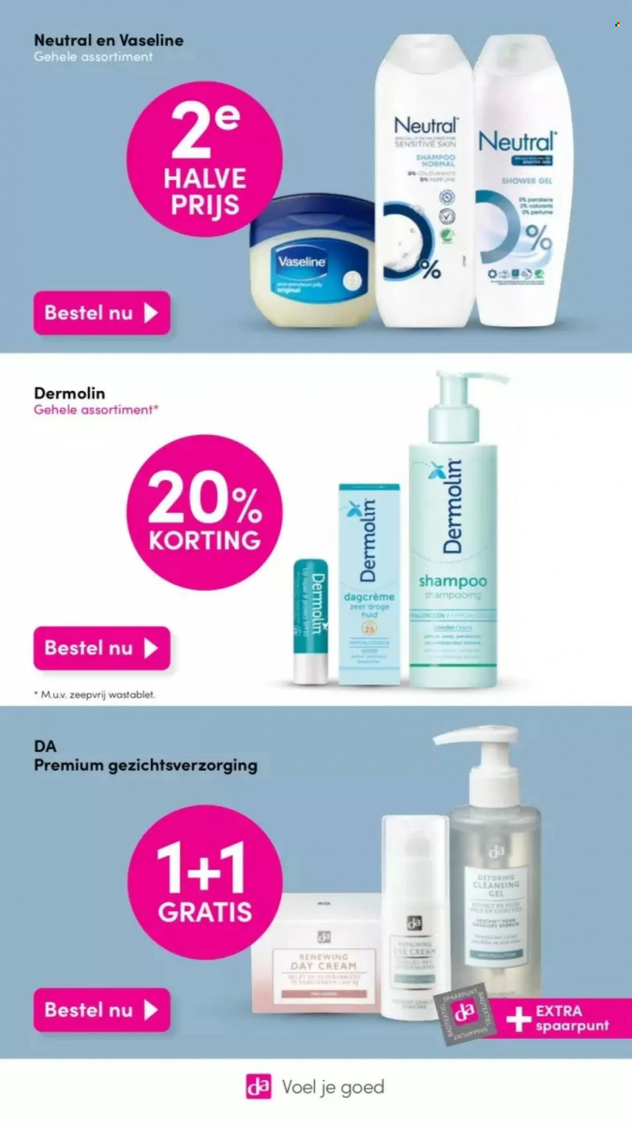thumbnail - Da-aanbieding - 16-1-2023 - 29-1-2023 -  producten in de aanbieding - shampoo, Dermolin, shower, showergel, dagcrème. Pagina 5.