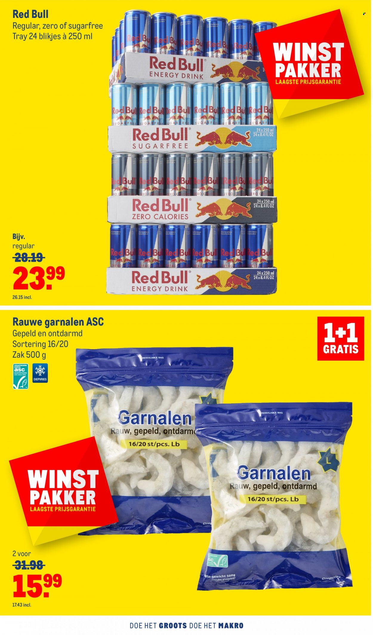 thumbnail - Makro-aanbieding - 1-2-2023 - 14-2-2023 -  producten in de aanbieding - garnalen, Red Bull, energy drink. Pagina 2.
