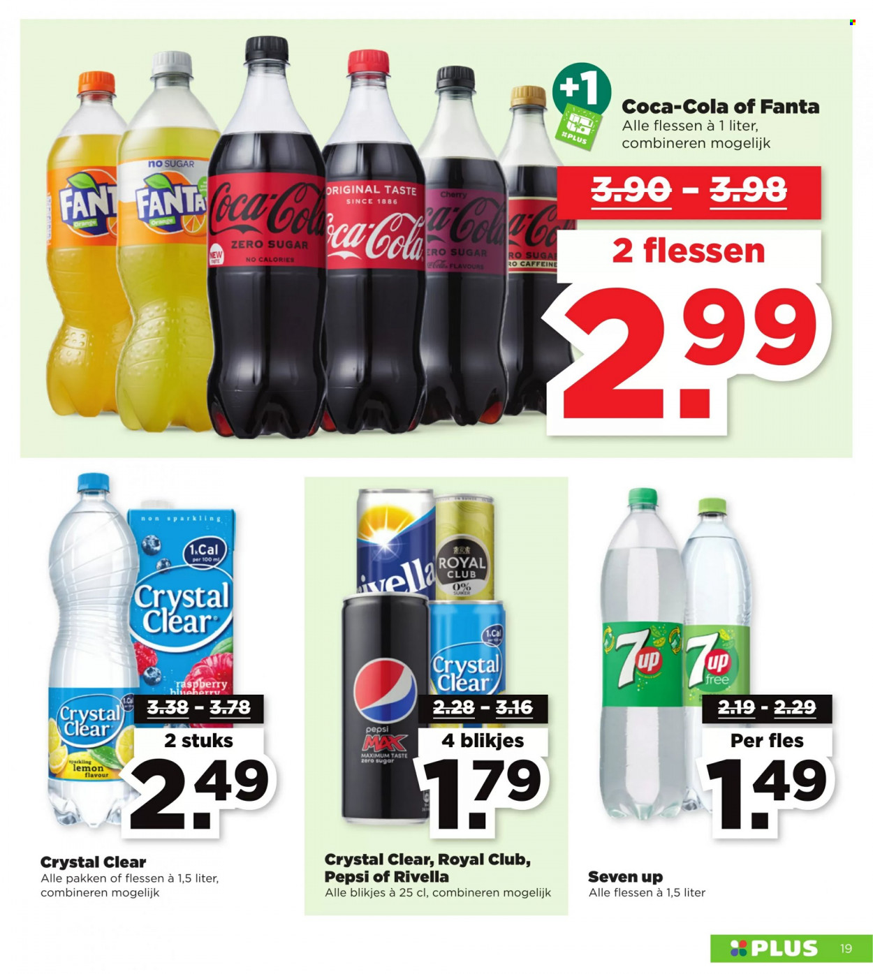 thumbnail - Plus-aanbieding - 5-2-2023 - 11-2-2023 -  producten in de aanbieding - Coca-Cola, Pepsi, Fanta, Crystal Clear. Pagina 19.