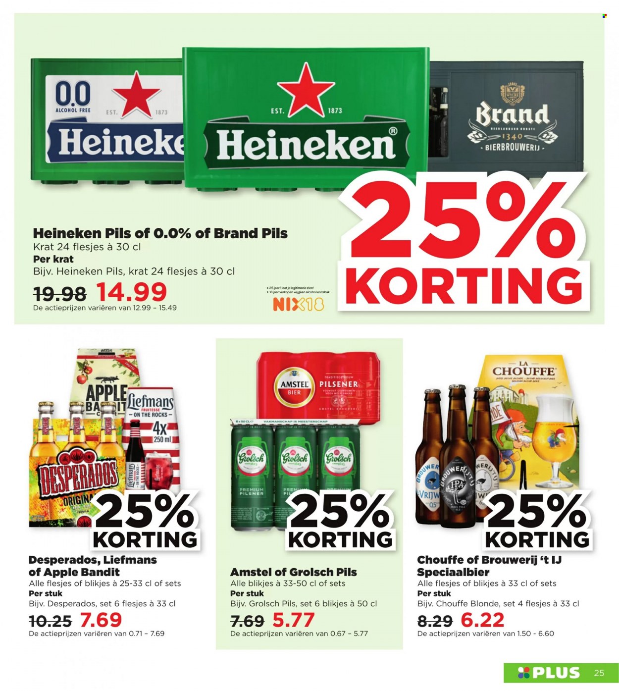 thumbnail - Plus-aanbieding - 5-2-2023 - 11-2-2023 -  producten in de aanbieding - pilsener, Amstel Bier, Heineken, Grolsch, bier, Liefmans, Desperados. Pagina 25.