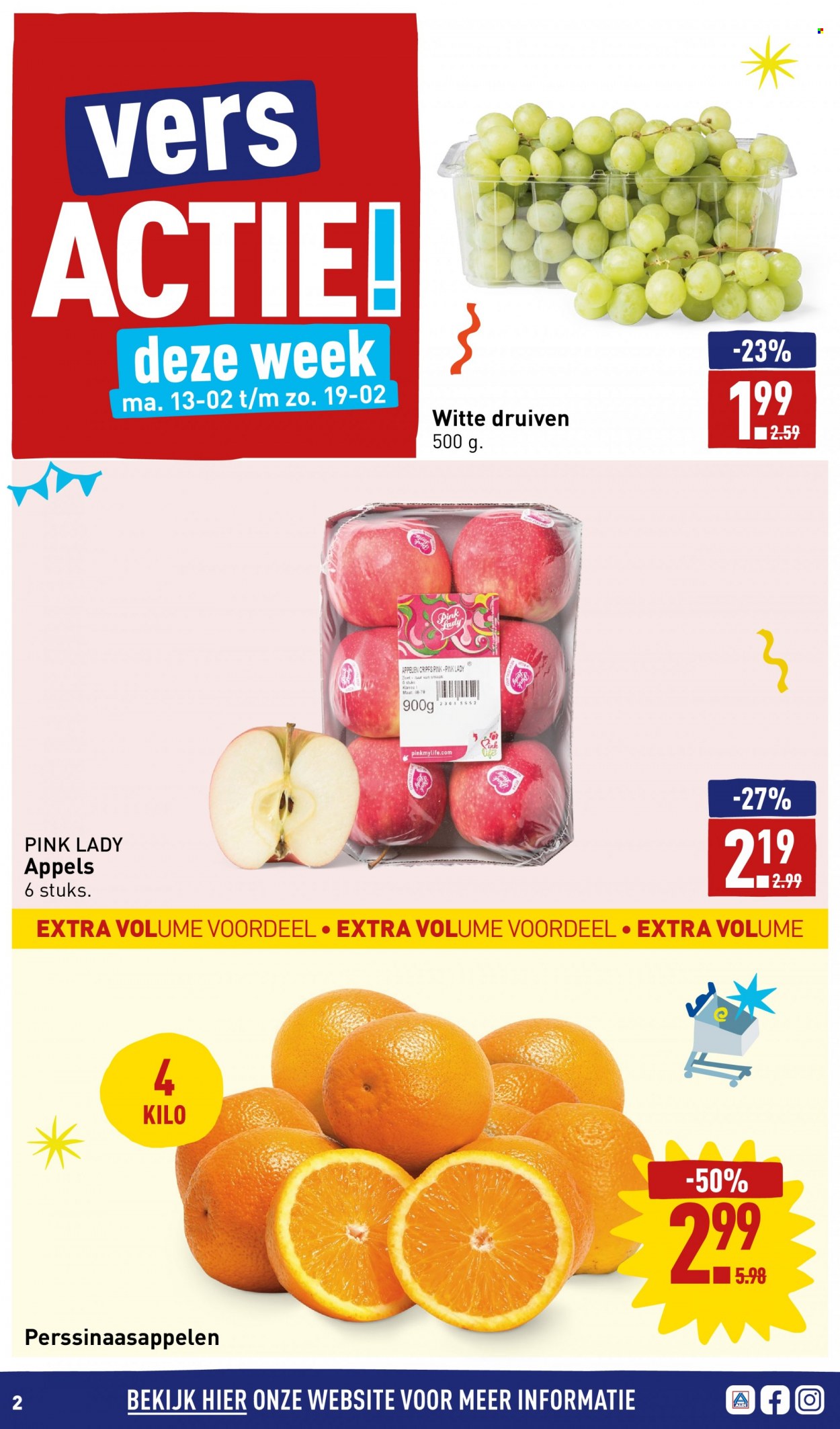 thumbnail - Aldi-aanbieding - 13-2-2023 - 19-2-2023 -  producten in de aanbieding - appels, druiven, perssinaasappelen. Pagina 2.