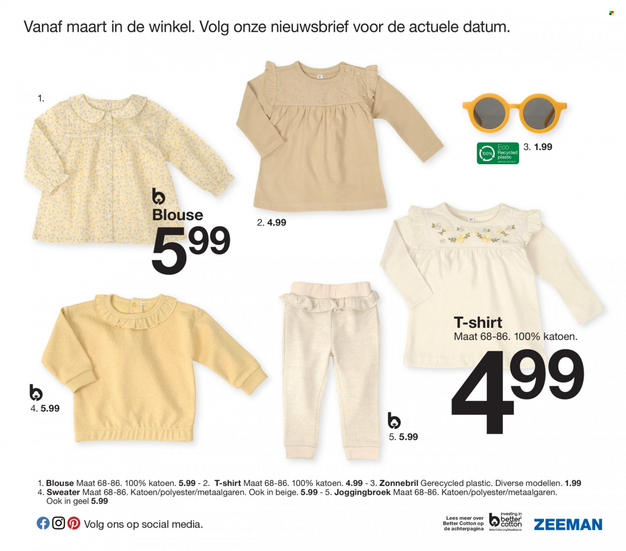 thumbnail - Zeeman-aanbieding - 1-2-2023 - 31-7-2023 -  producten in de aanbieding - joggingbroek, blouse, zonnebril. Pagina 27.