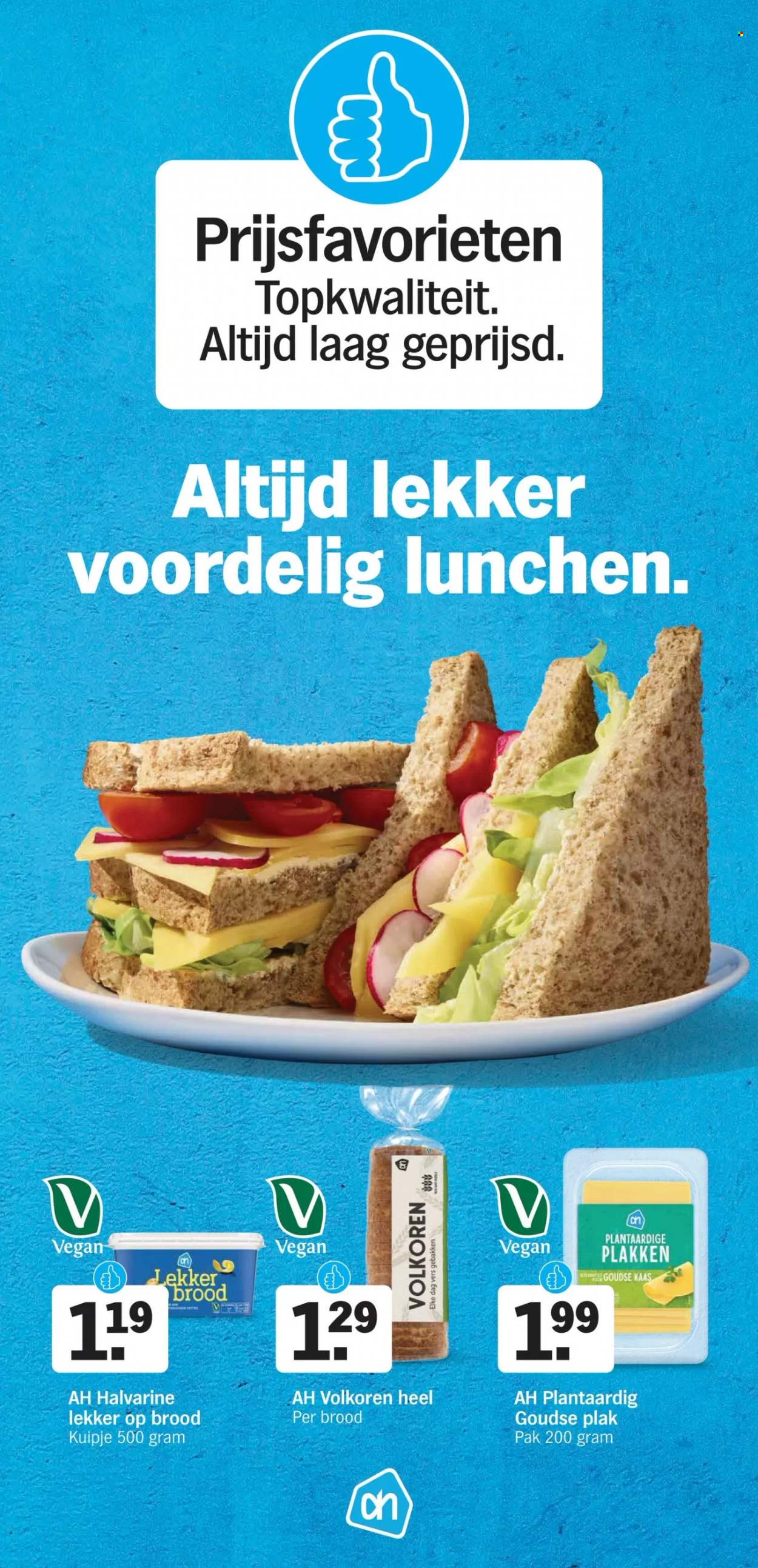thumbnail - Albert Heijn-aanbieding -  producten in de aanbieding - brood, kaas, halvarine. Pagina 6.