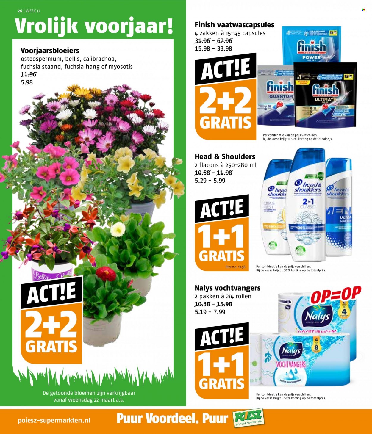 thumbnail - Poiesz-aanbieding - 20-3-2023 - 26-3-2023 -  producten in de aanbieding - Finish, Head & Shoulders, bloemen. Pagina 26.