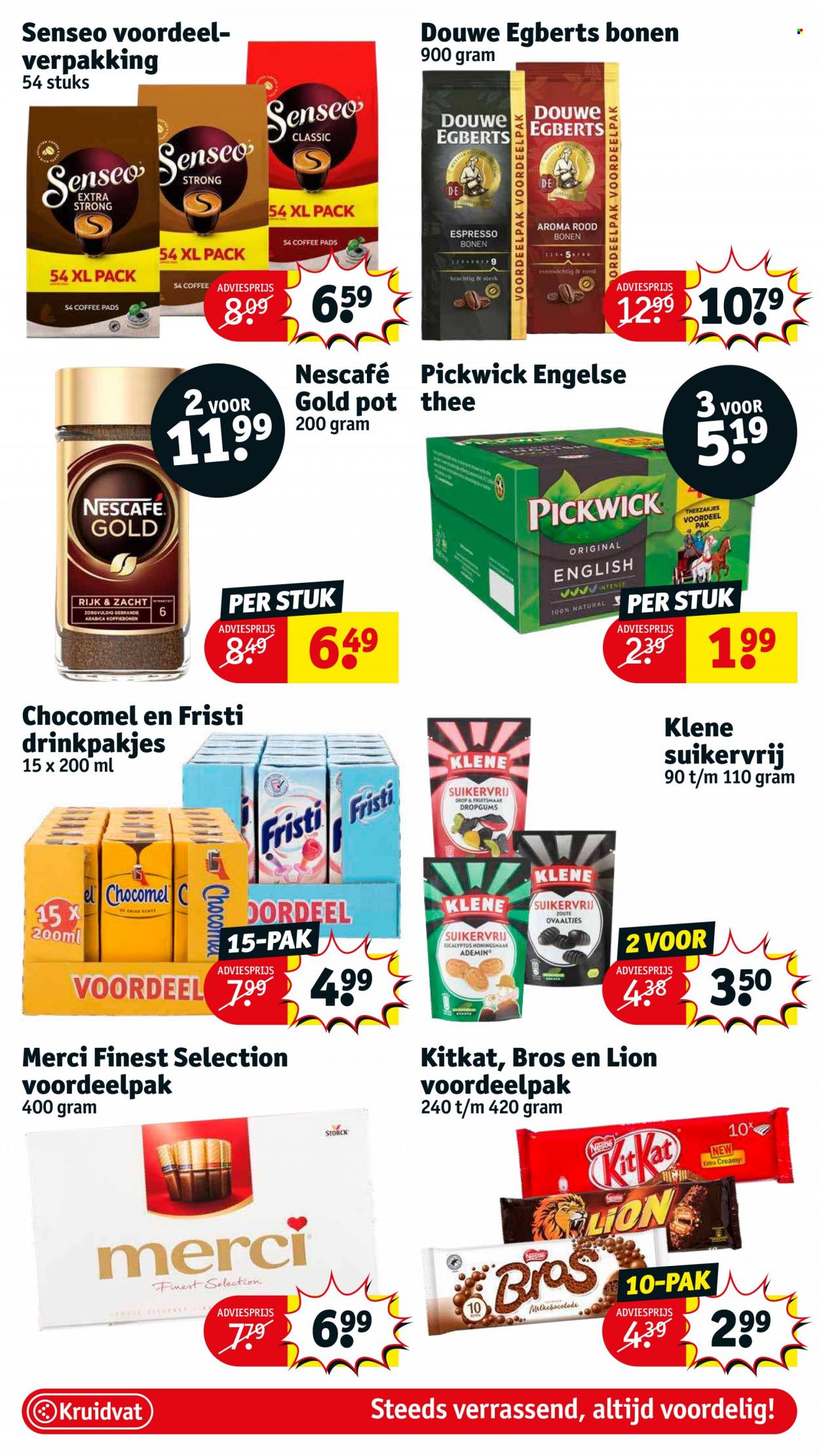 thumbnail - Kruidvat-aanbieding - 21-3-2023 - 26-3-2023 -  producten in de aanbieding - Nestlé, melkchocolade, thee, Pickwick, Douwe Egberts, Senseo, Espresso, Nescafé. Pagina 50.