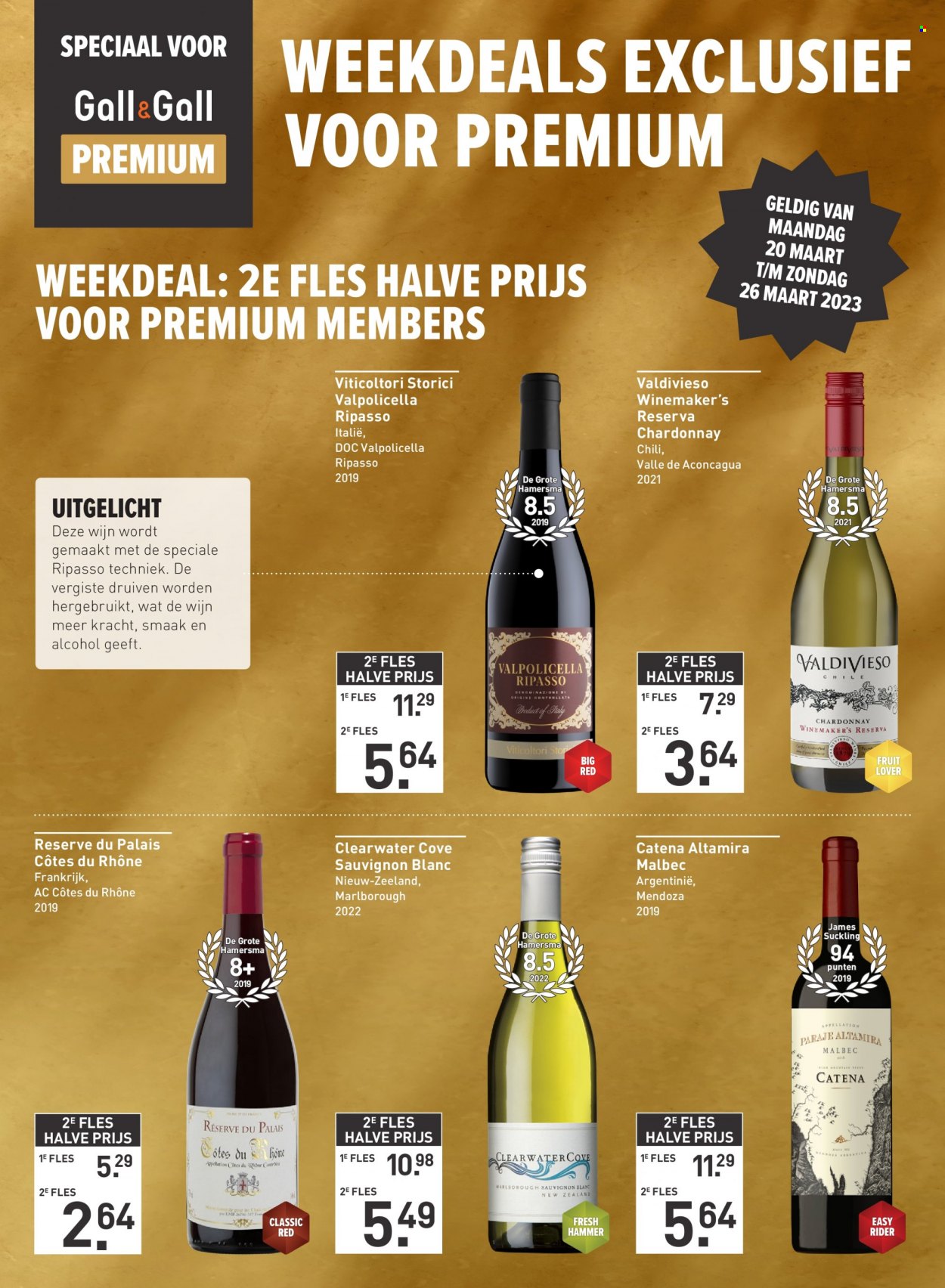 thumbnail - Gall & Gall-aanbieding - 20-3-2023 - 2-4-2023 -  producten in de aanbieding - Chardonnay, Sauvignon Blanc, Valpolicella, Côtes du Rhône, wijn, Frankrijk. Pagina 3.