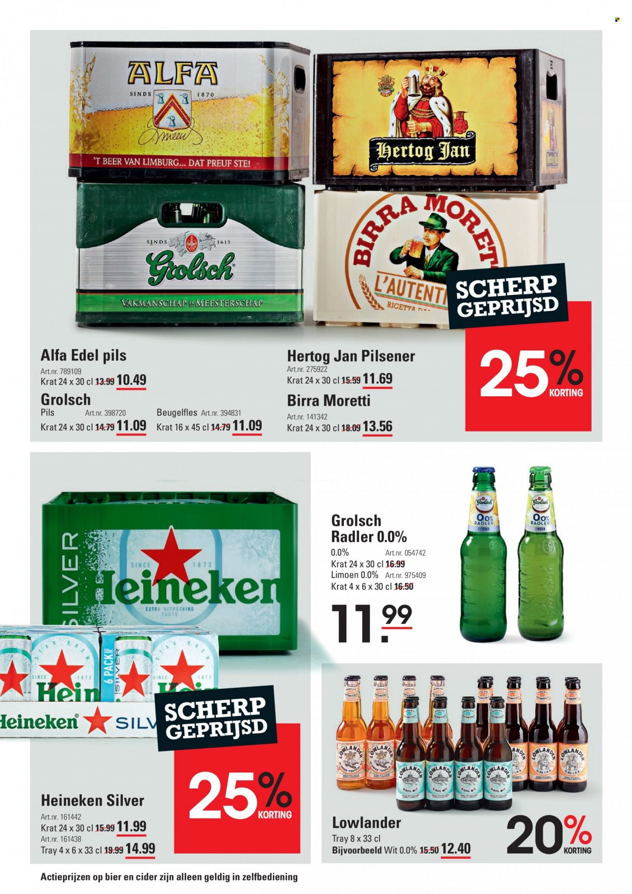 thumbnail - Sligro-aanbieding - 23-3-2023 - 10-4-2023 -  producten in de aanbieding - pilsener, Alfa, Heineken, Hertog Jan, Grolsch, bier, Radler, Birra Moretti. Pagina 36.