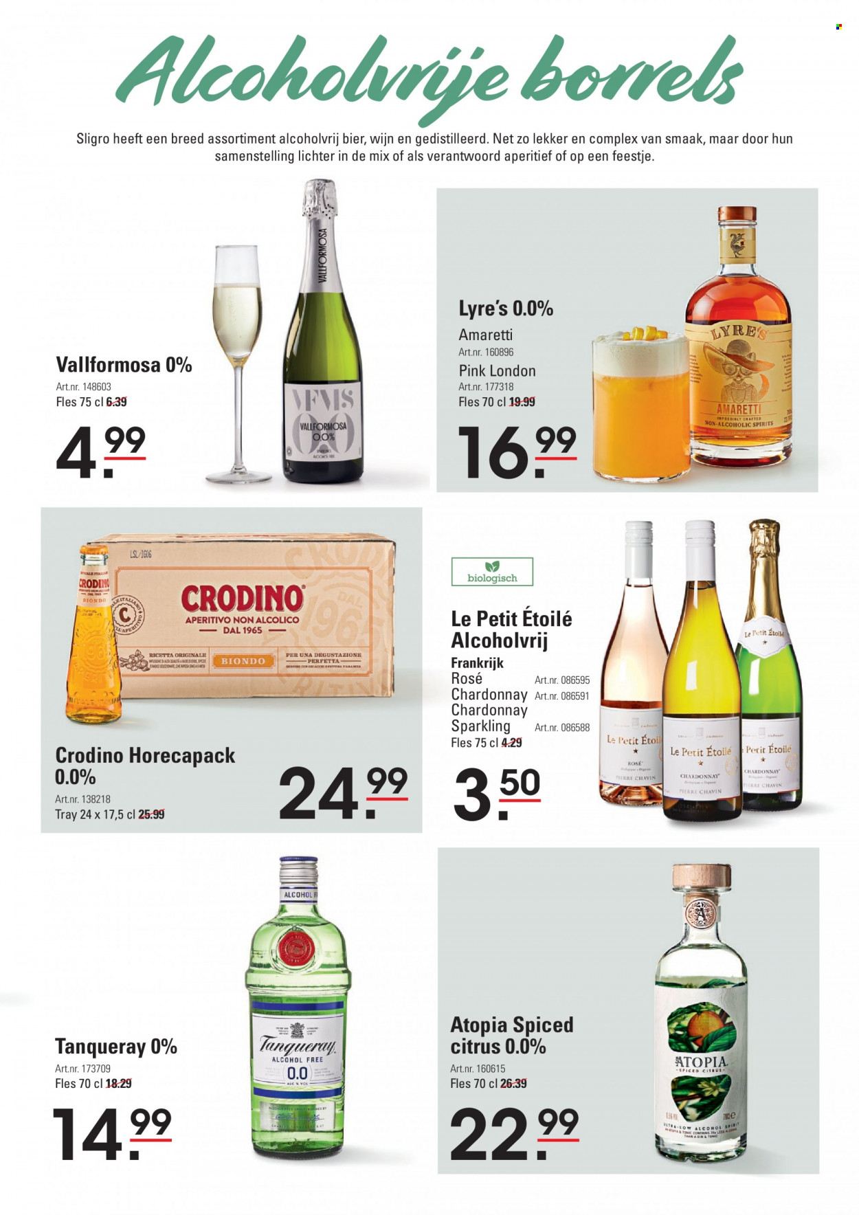 thumbnail - Sligro-aanbieding - 23-3-2023 - 10-4-2023 -  producten in de aanbieding - bier, Amaretti, Crodino, Chardonnay, wijn, Frankrijk. Pagina 15.