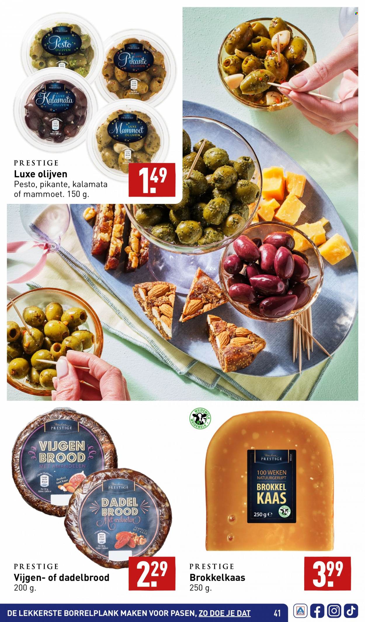 thumbnail - Aldi-aanbieding - 19-3-2023 - 10-4-2023 -  producten in de aanbieding - brood, vijgen, kaas, olijven, walnoten, amandelen. Pagina 40.
