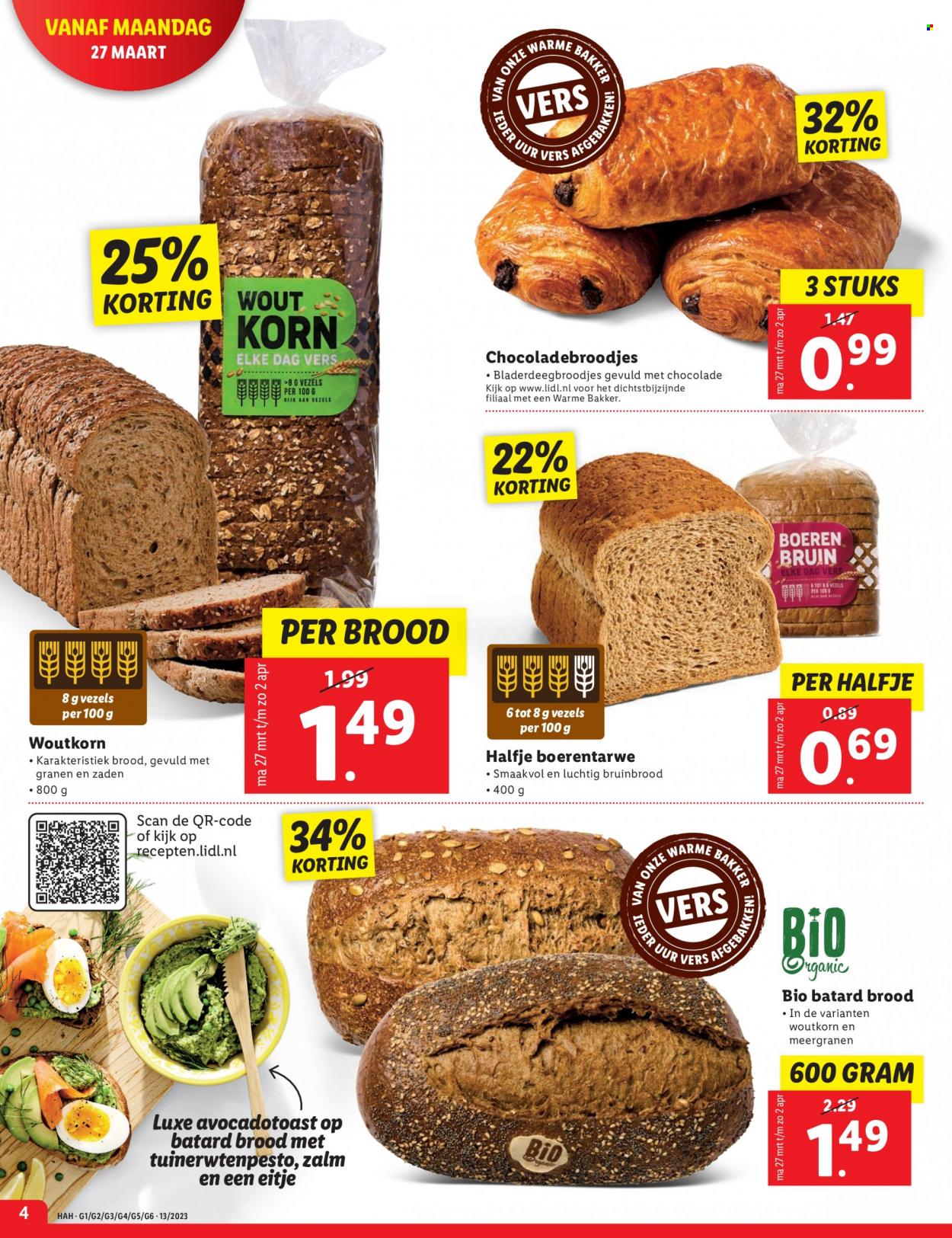 thumbnail - Lidl-aanbieding - 27-3-2023 - 2-4-2023 -  producten in de aanbieding - brood, zalm. Pagina 4.