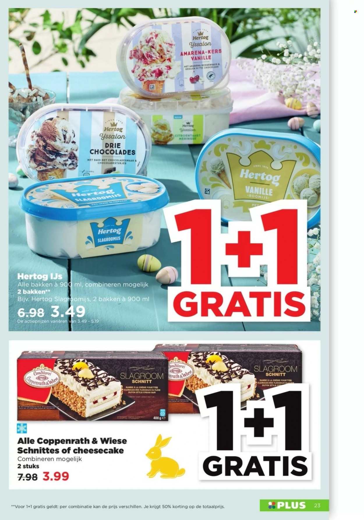 thumbnail - Plus-aanbieding - 26-3-2023 - 1-4-2023 -  producten in de aanbieding - slagroom, roomijs, Ijs, Coppenrath & Wiese, chocolade, witte chocolade. Pagina 27.
