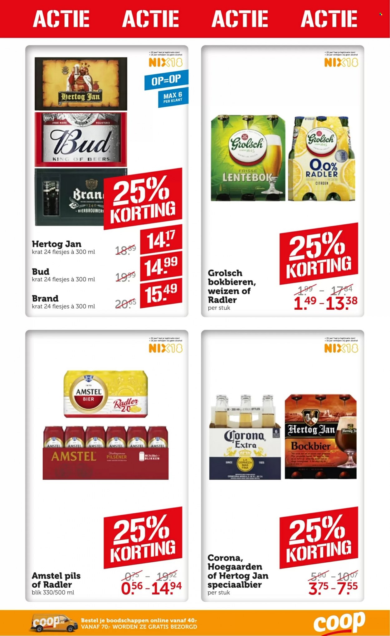thumbnail - Coop-aanbieding - 27-3-2023 - 2-4-2023 -  producten in de aanbieding - bockbier, pilsener, Amstel Bier, Hertog Jan, Grolsch, bier, Radler. Pagina 28.