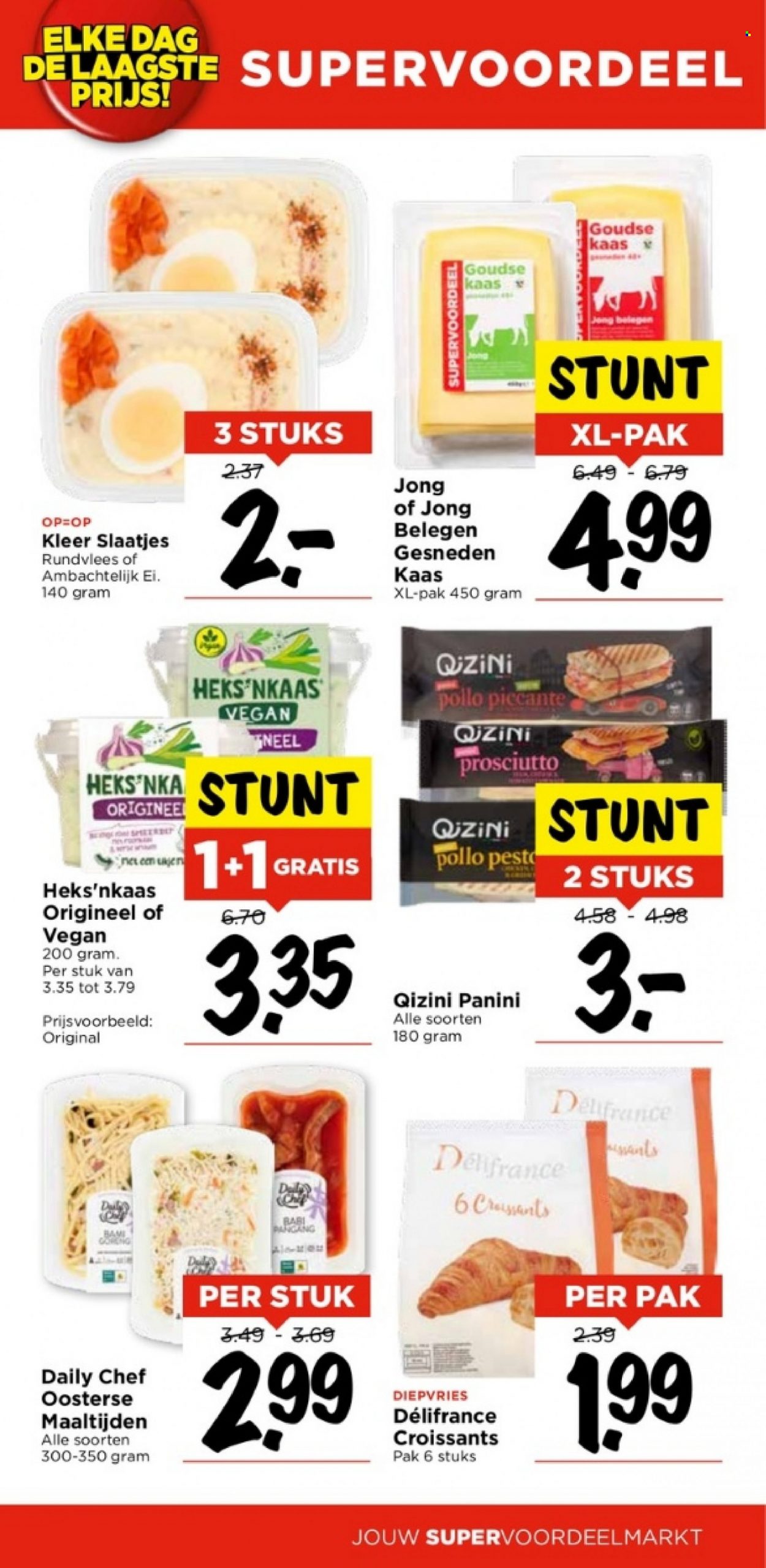 thumbnail - Vomar-aanbieding - 26-3-2023 - 1-4-2023 -  producten in de aanbieding - croissant, rundvlees, prosciutto, Heks'nkaas, kaas, ei. Pagina 18.
