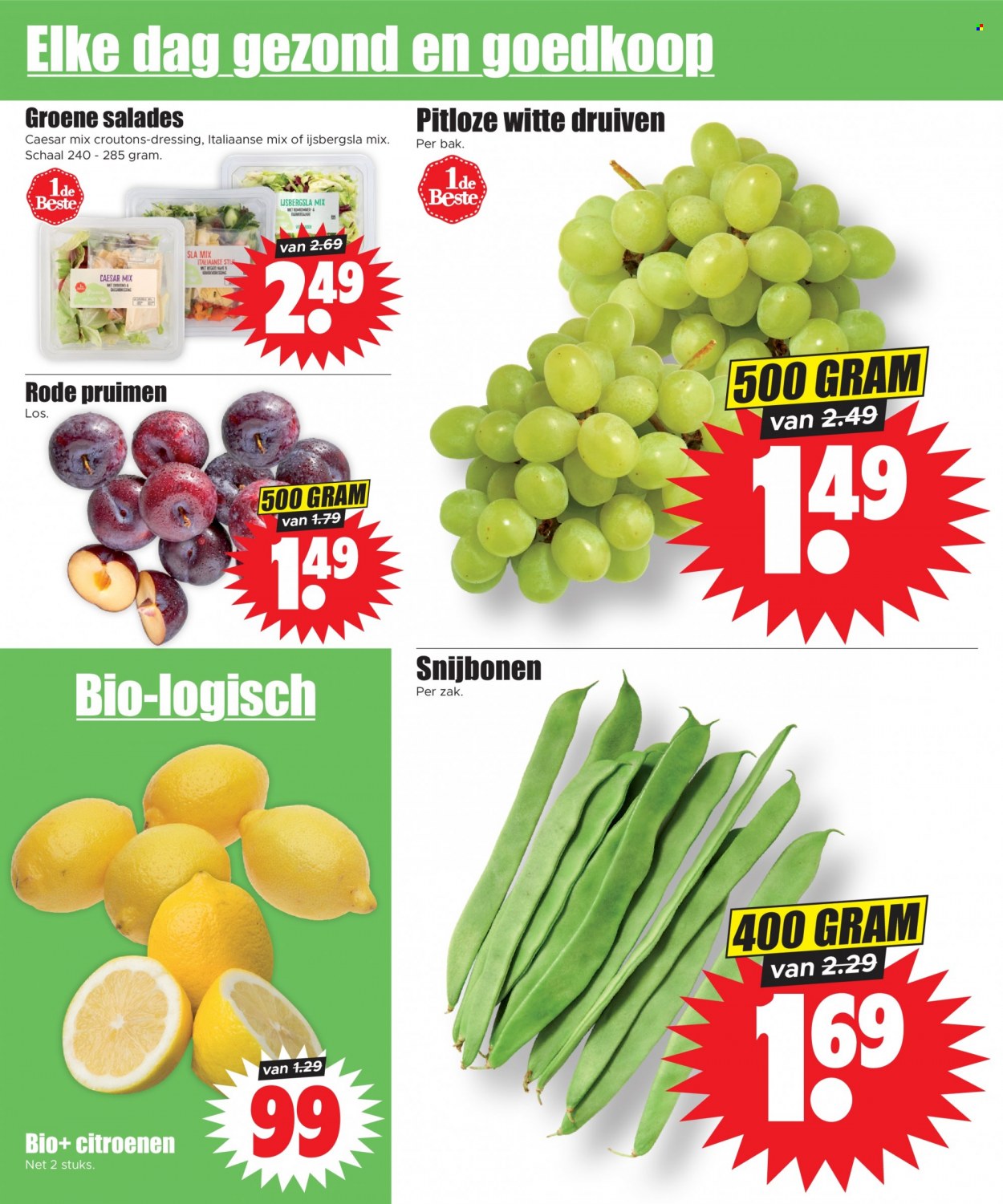 thumbnail - Dirk-aanbieding - 29-3-2023 - 4-4-2023 -  producten in de aanbieding - ijsbergsla, sla, snijbonen, druiven, croutons. Pagina 2.