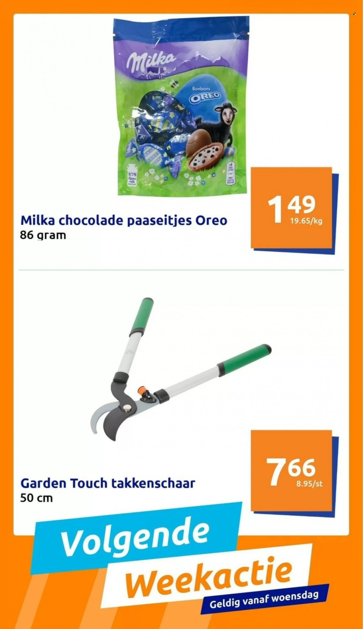 thumbnail - Action-aanbieding -  producten in de aanbieding - Oreo, chocolade, Milka, paaseitjes. Pagina 19.