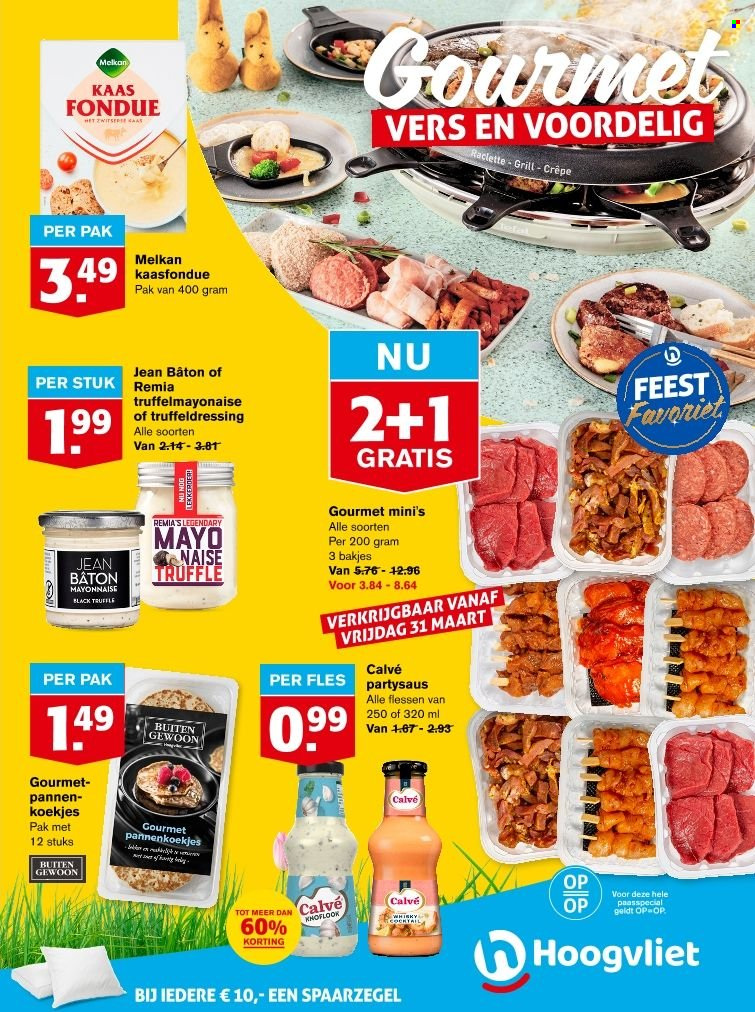 thumbnail - Hoogvliet-aanbieding - 29-3-2023 - 4-4-2023 -  producten in de aanbieding - kaas, koekjes, Calvé, tafelsaus, pan, grill. Pagina 9.
