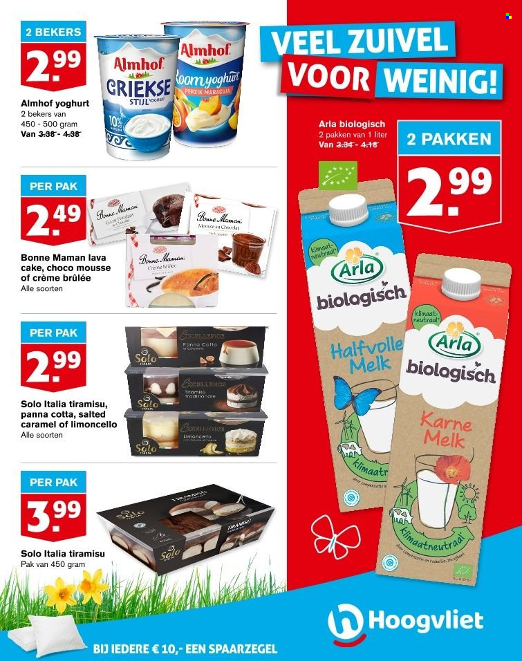 thumbnail - Hoogvliet-aanbieding - 29-3-2023 - 4-4-2023 -  producten in de aanbieding - crème brûlée, Arla, Almhof, panna cotta, yoghurt, melk. Pagina 12.
