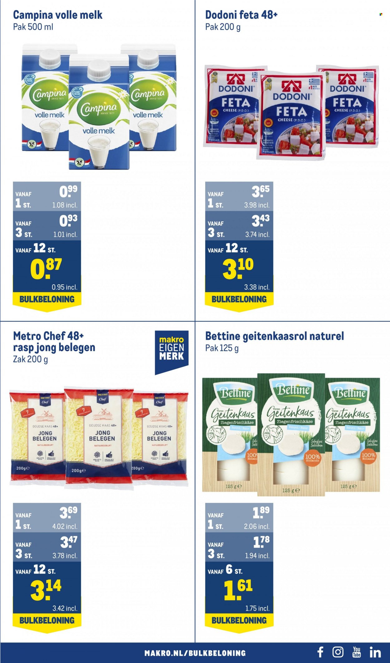 thumbnail - Makro-aanbieding - 29-3-2023 - 11-4-2023 -  producten in de aanbieding - kaas, Feta, Campina, melk, volle melk. Pagina 7.