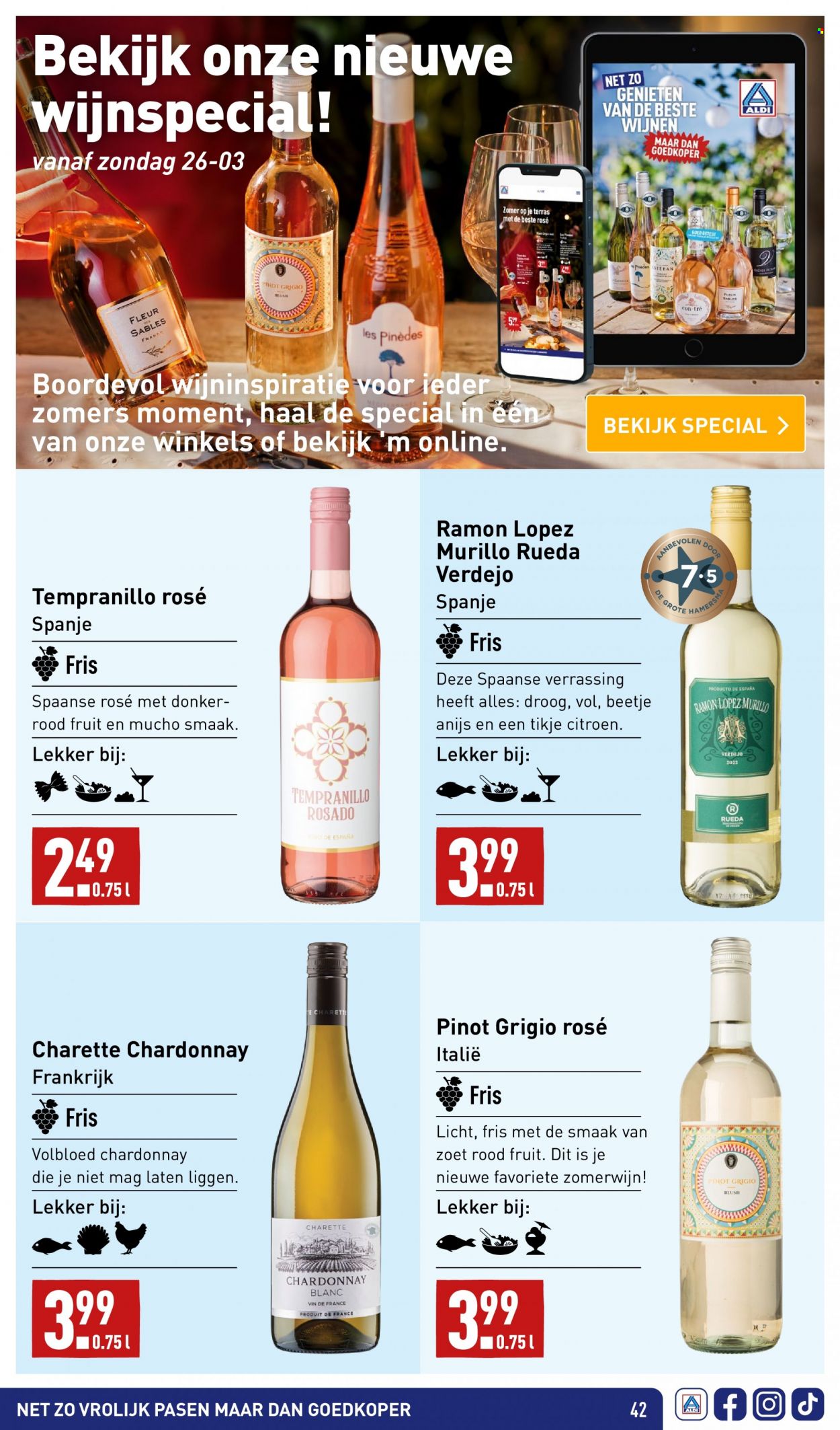 thumbnail - Aldi-aanbieding -  producten in de aanbieding - citroen, rode vruchten, Chardonnay, Frankrijk. Pagina 42.