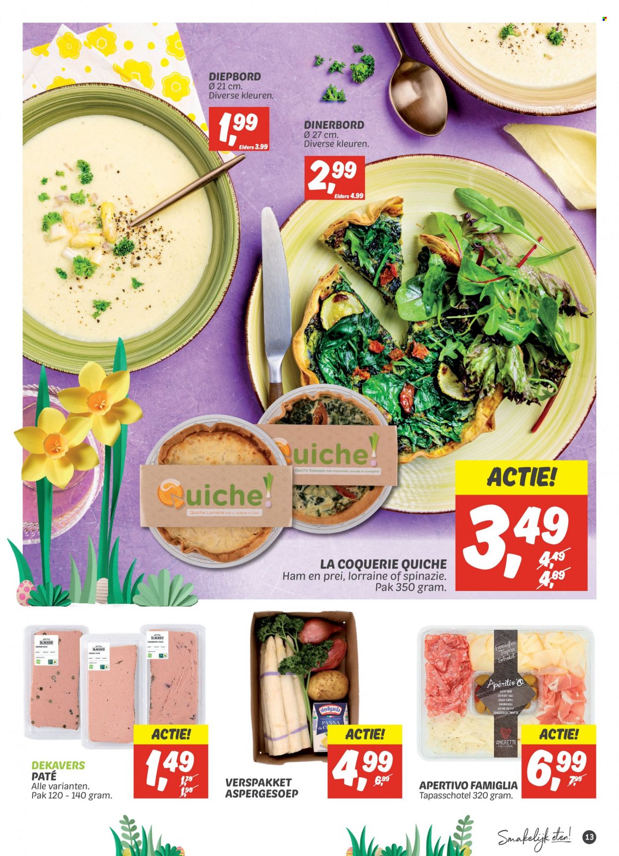 thumbnail - DekaMarkt-aanbieding - 2-4-2023 - 10-4-2023 -  producten in de aanbieding - tapas, paté, kaas, crème, dinerbord. Pagina 13.