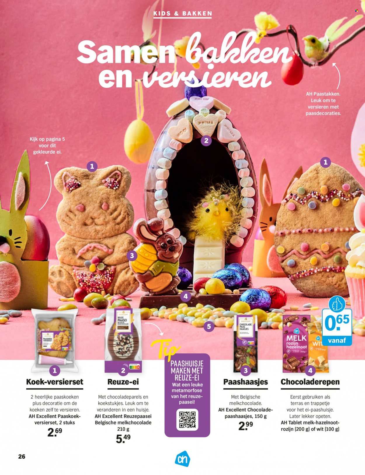 thumbnail - Albert Heijn-aanbieding -  producten in de aanbieding - melk, ei, melkchocolade. Pagina 26.