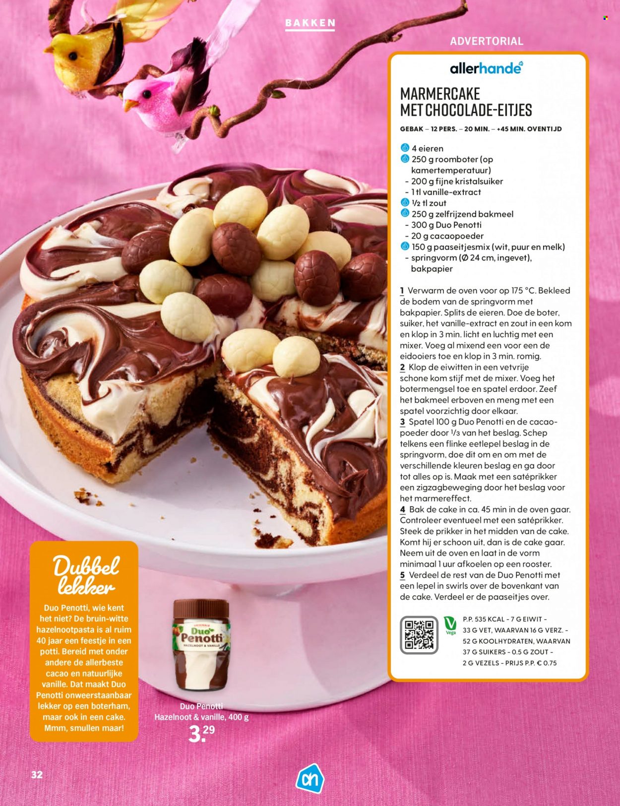 thumbnail - Albert Heijn-aanbieding -  producten in de aanbieding - gebak, melk, roomboter, paaseitjes. Pagina 32.