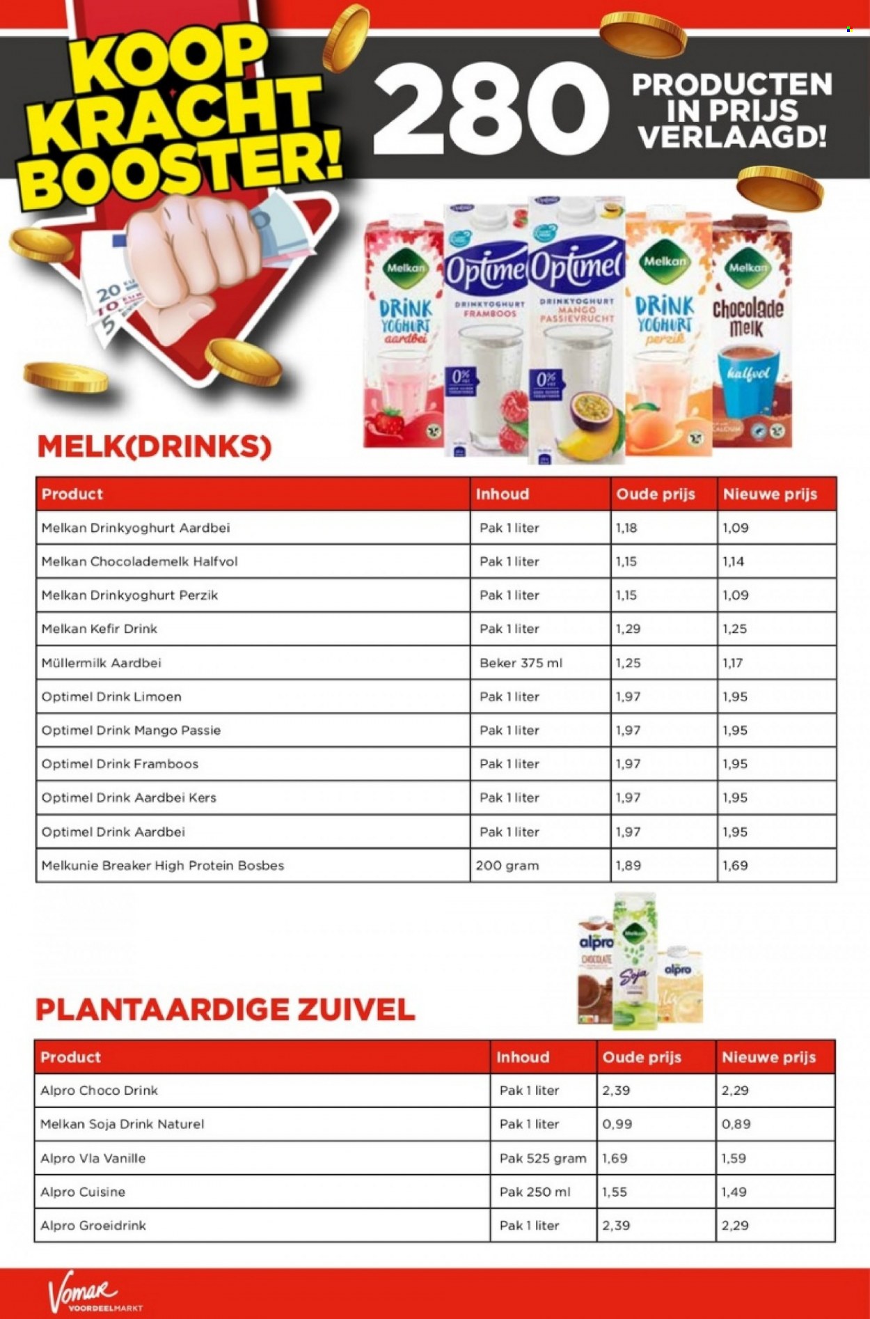 thumbnail - Vomar-aanbieding -  producten in de aanbieding - mango, yoghurt, drinkyoghurt, melk, chocolade. Pagina 22.