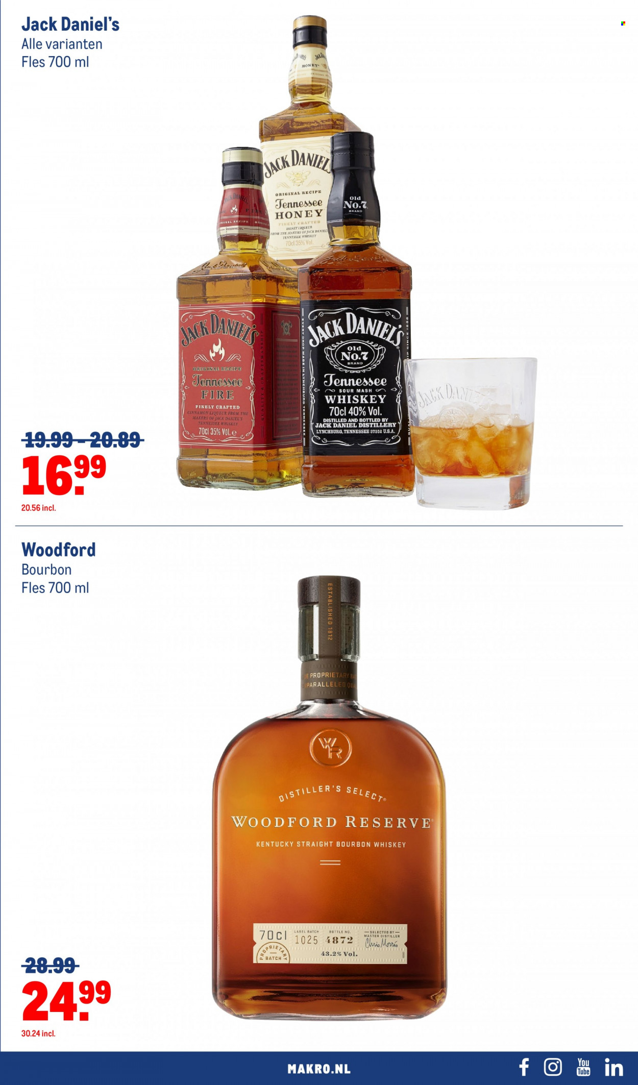 thumbnail - Makro-aanbieding - 10-5-2023 - 6-6-2023 -  producten in de aanbieding - Bourbon, Jack Daniel's, liqueur, Tennessee Whiskey, whiskey. Pagina 37.