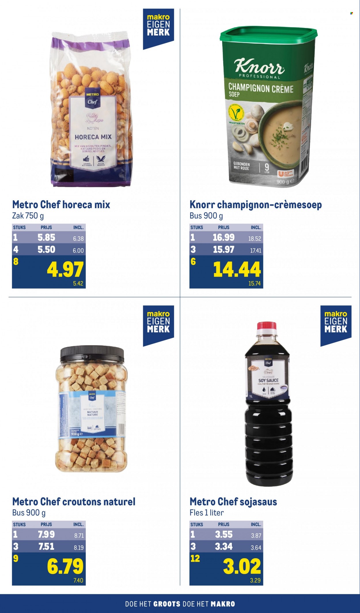 thumbnail - Makro-aanbieding - 24-5-2023 - 20-6-2023 -  producten in de aanbieding - Knorr, soep, pinda's, croutons, sojasaus. Pagina 34.