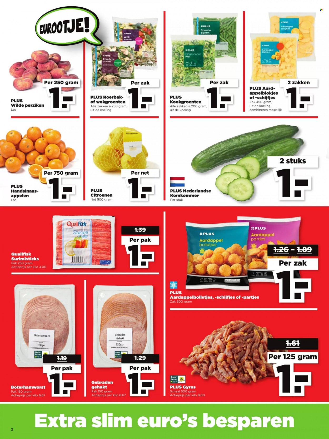 thumbnail - Plus-aanbieding - 28-5-2023 - 3-6-2023 -  producten in de aanbieding - komkommer, prei, wokgroenten. Pagina 2.