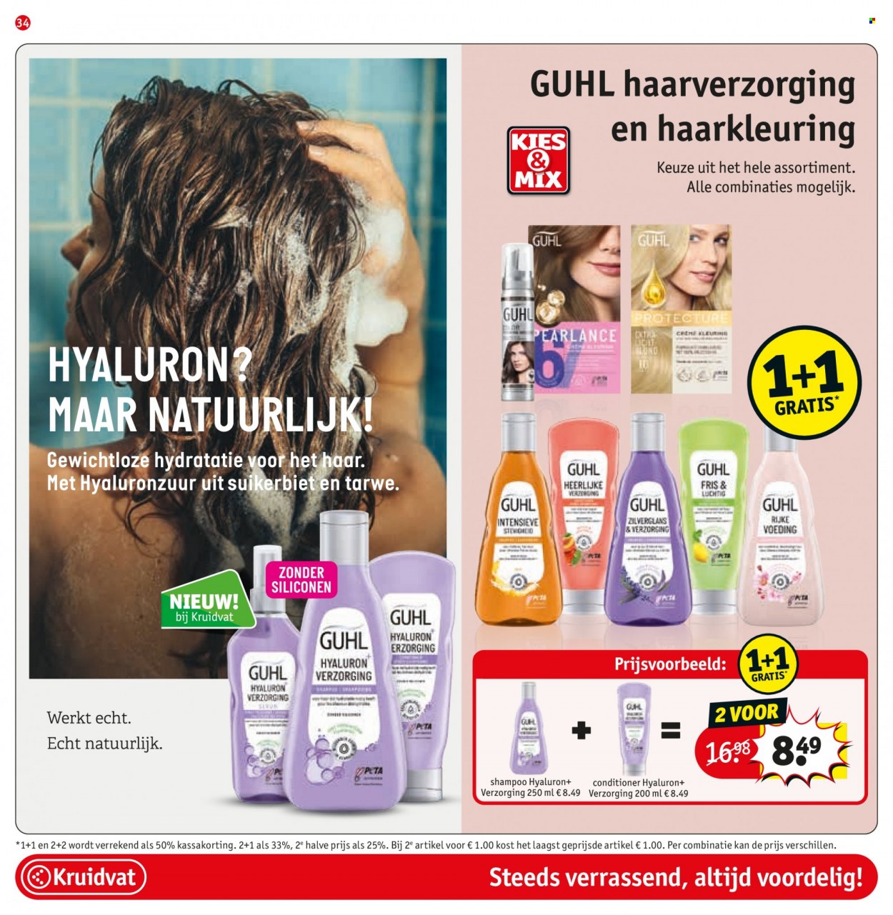 thumbnail - Kruidvat-aanbieding - 30-5-2023 - 11-6-2023 -  producten in de aanbieding - crème, shampoo, haarkleuring, conditioner. Pagina 34.