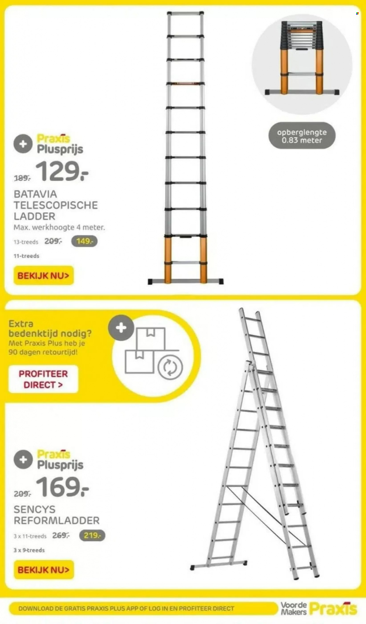 thumbnail - Praxis-aanbieding - 30-5-2023 - 4-6-2023 -  producten in de aanbieding - ladder, telescopische ladder. Pagina 39.