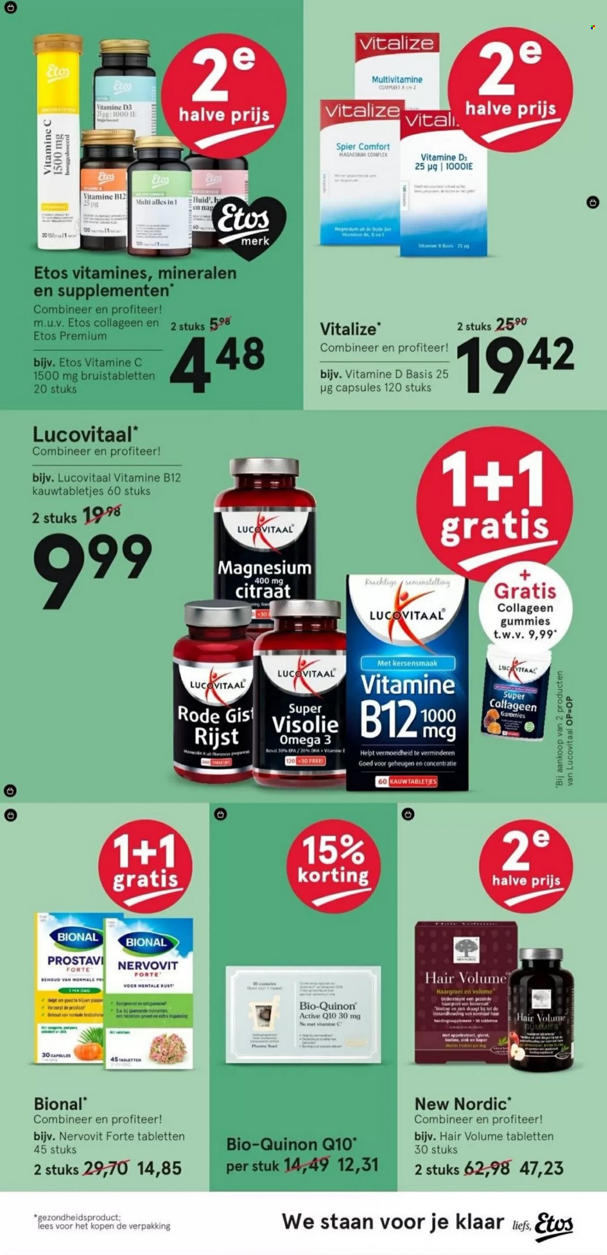 thumbnail - Etos-aanbieding - 5-6-2023 - 18-6-2023 -  producten in de aanbieding - New Nordic, Hair Volume, Lucovitaal, B12, biotine, d3, supplementen, Visolie, vitamine, Vitamine D3, Pharma Nord, omega 3. Pagina 33.